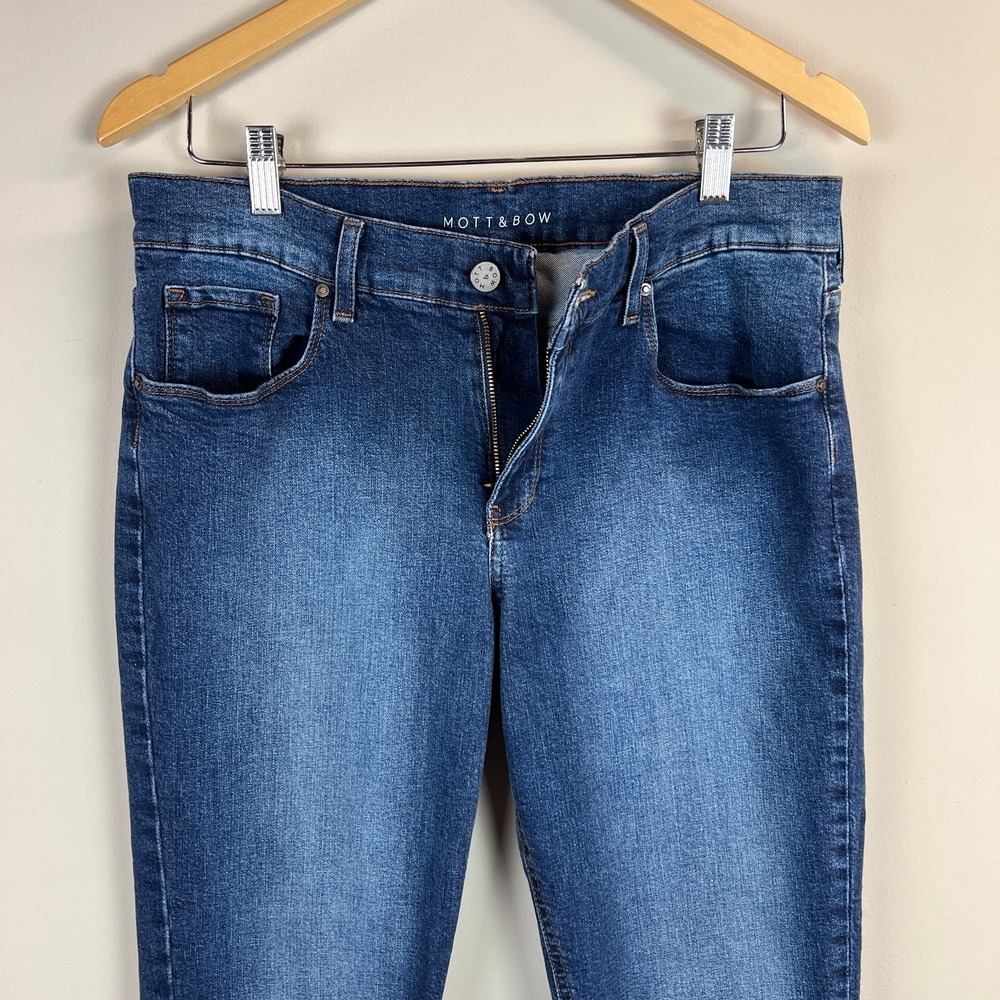 Mott & Bow Boyfriend Jeans Womens 30 Blue Dark Wash Denim Mid Rise Stretch 30x29 - Picture 2 of 14